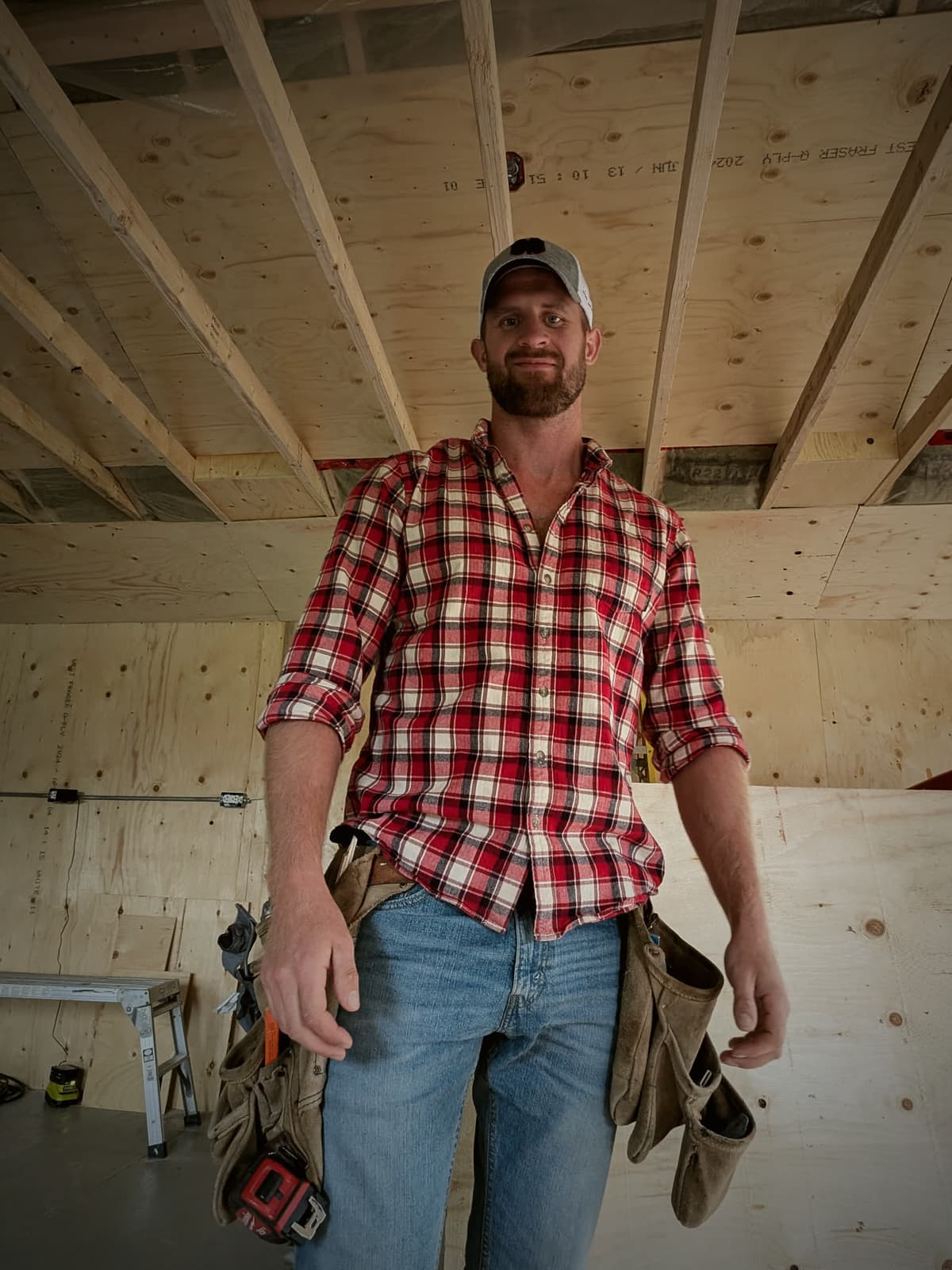 Cameron Heaphy on site with his tool belt